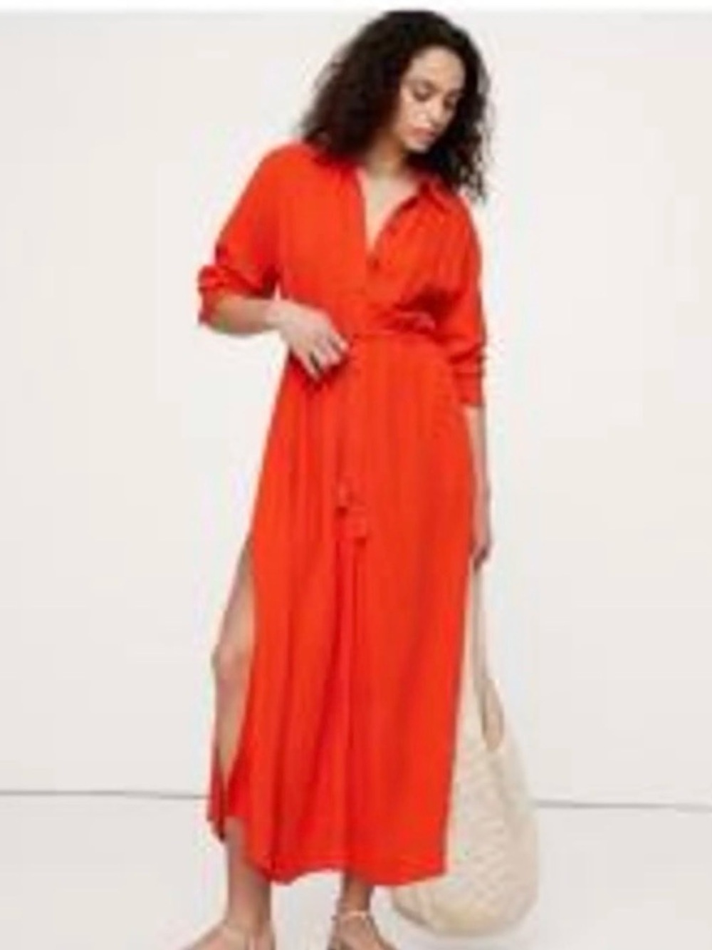 BANANA REPUBLIC Gauze Shirt Dress | Vibrant (blood orange) XS (fits big S/M)